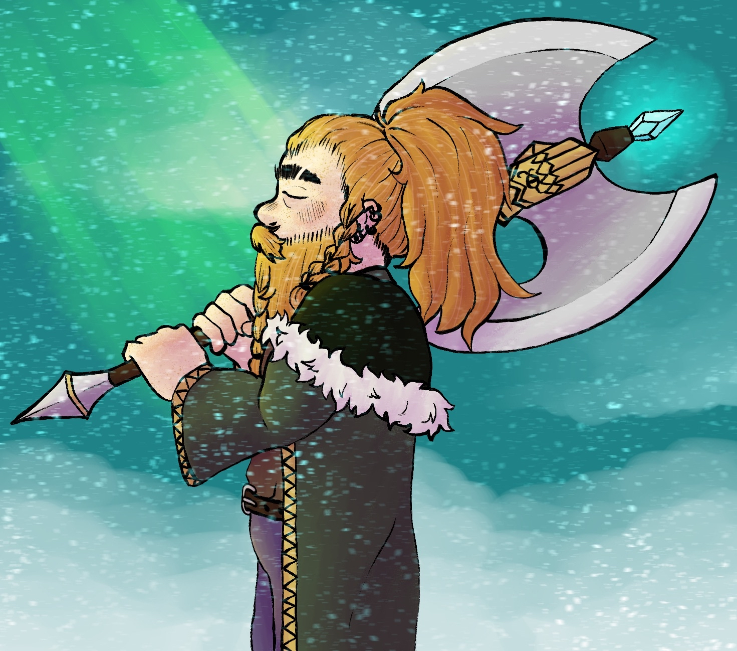 A dwarf with a very large axe